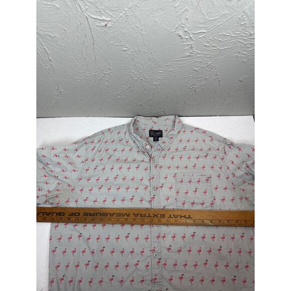 Retrofit Brand MFG Mens Button Down Gray Flamingo Print Shirt Size XXL - Picture 5 of 5